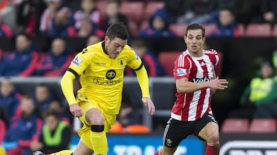 Aston Villa’s Jordan Veretout, left, flies past Southampton’s Cedric Soares during their English Premier League soccer match at St Mary’s Stadium, Southampton, England, Saturday, Dec. 5, 2015. (Chris Ison/PA via AP)