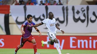 Mousa Sow, right, made his Al Ahli debut in their 1-1 Arabian Gulf Cup draw with Al Shaab. Hosam Elbaz / Al Ittihad