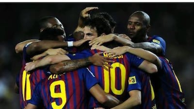 Lionel Messi, centre, combined well with Barcelona's new recruits.