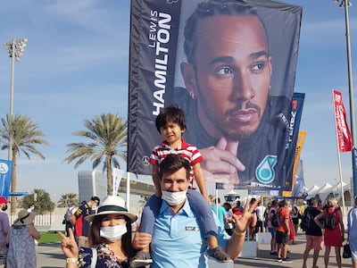 Narcis and Carmen Ghidanac with their son Sean, 3, enjoying a family day out at Abu Dhabi Grand Prix on Friday. Photo: Saeed Saeed