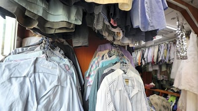 Garments at Jamal Kamal thrift shop on Hamdan Street, Abu Dhabi. Photo: Chris Whiteoak / The National