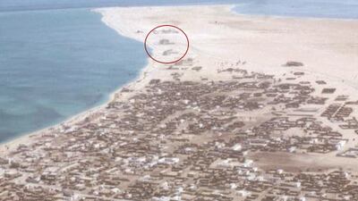 A closer look at Abu Dhabi in 1963. The Beach Hotel is in the middle of the red circle. Photo: David Riley