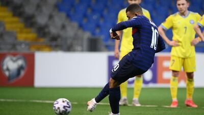 France's Kylian Mbappe misses a penalty. AFP