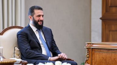 President Ahmad al-Sharaa is seen meeting with an Emirati economic delegation at the People’s Palace in Damascus. Photo: Presidency of the Syrian Arab Republic