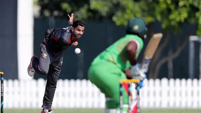 Qadeer Ahmed, seen here in action against Zimbabwe, has realised his dream of playing at the national level. Chris Whiteoak / The National