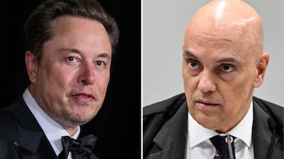 Elon Musk and Brazilian Supreme Court Justice Alexandre de Moraes. AFP