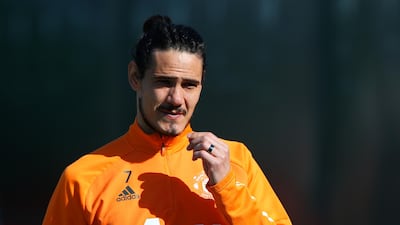 Edinson Cavani prepares for the Premier League match against Brighton on Sunday. Getty