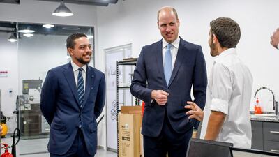 Britain's Prince William and Jordan's Crown Prince Hussein during their visit to the Crown Prince Foundation in Amman, on Sunday. Reuters