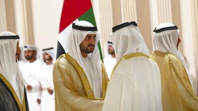 Sheikh Ahmed bin Mohammed, Chairman of the Mohammed bin Rashid Al Maktoum Knowledge Foundation, at his wedding at Dubai World Trade Centre on Thursday. Courtesy Dubai Media Office
