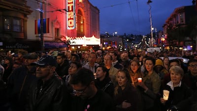 Residents of San Francisco and the Bay Area to mourn, honour, and remember the victims of a mass shooting at a nightclub in Orlando, Florida, at Harvey Milk Plaza in the Castro District neighbourhood in San Francisco, California. John G Mabanglo / EPA