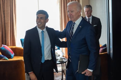 Rishi Sunak and Joe Biden in Belfast in April. Photo: No 10 Downing Street