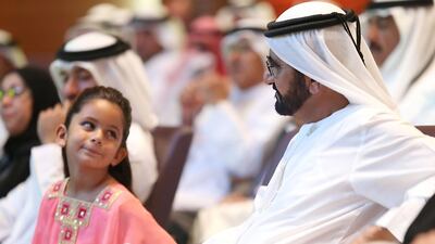 May: Sheikh Mohammed bin Rashid, Vice President and Prime Minister of UAE and Ruler of Dubai, accompanied by his youngest daughter, Sheikha Al Jalila, officially launch the Al Jalila Foundation. Picture courtesy of Wam