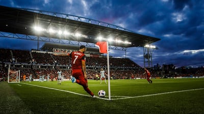 Toronto FC's Victor Vazquez takes a corner kick against the Chicago Fire during the second half of an MLS football match in Toronto. Mark Blinch/AP Photo