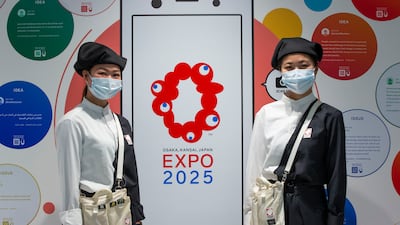 Rina Fukada and Ayumi Ando working at the Japan pavilion.