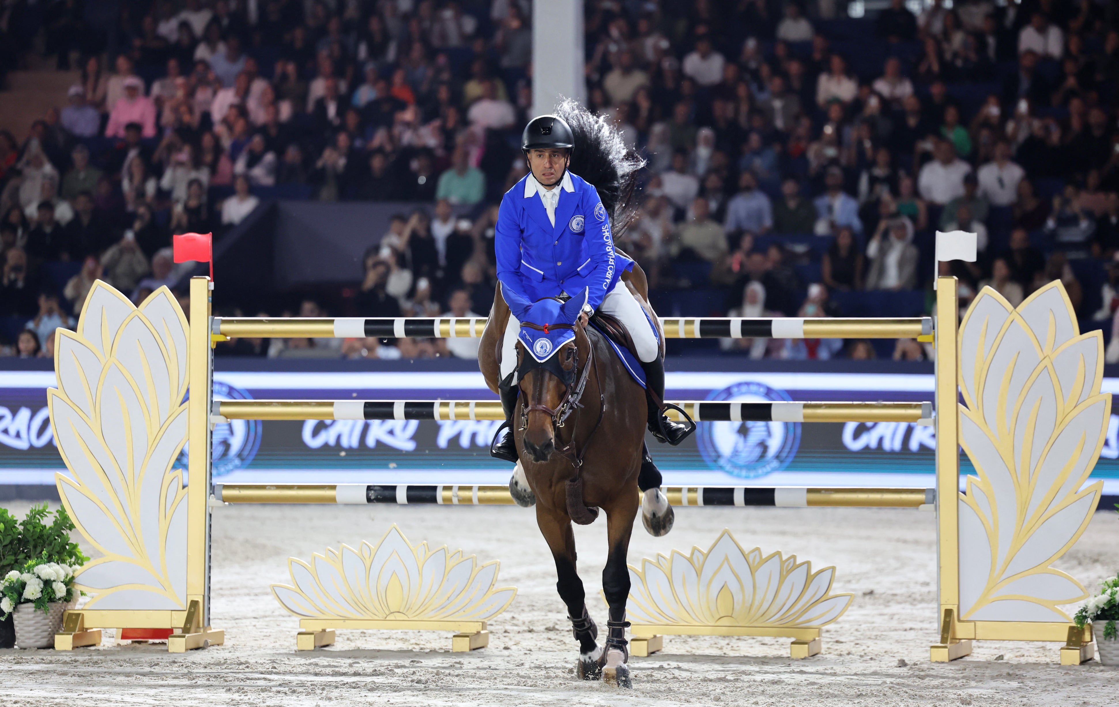 Cairo Pharaohs' Sameh El Dahan riding Oscar-A in Giza. Reuters