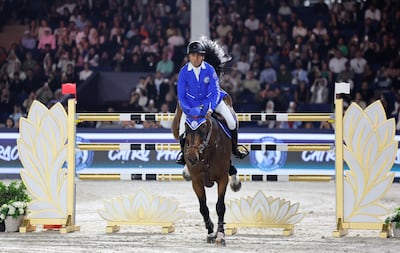 Cairo Pharaohs' Sameh El Dahan riding Oscar-A in Giza. Reuters