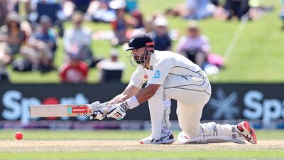 Daryl Mitchell of New Zealand plays a shot against England. Getty Images