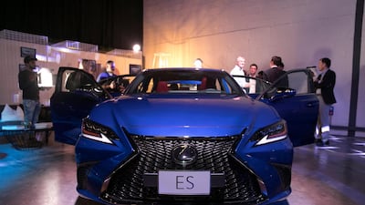 The new Lexus ES F-Sport at the 2019 Lexus ES launch at Warehouse Four in Dubai. Reem Mohammed / The National