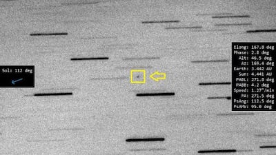 An image of the 3I/Atlas comet captured by astronomers in Abu Dhabi. Photo: Wam