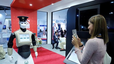 Dubai Police's robot officer pictured at the Intersec Middle East Security Conference in Dubai. Victor Besa / The National