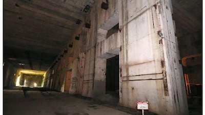Part of the interior of Bunker Valentin, a German U-boat bunker that was under construction from 1943 to 1945, left in original state after an RAF bombing raid in March 1945. David Crossland / The National