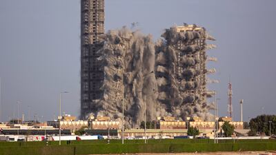 Mina Zayed Plaza in Abu Dhabi is demolished on November 27, 2020. Charlotte Mayhew / The National
