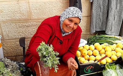 Kattan buys his herbs fresh each day from the market, from Um Nabil. Courtesy Fadi Kattan