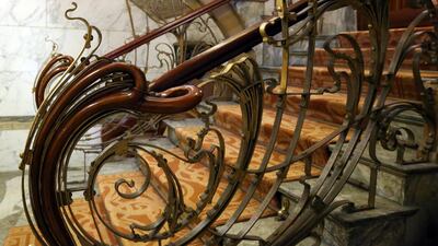 Detail of the staircase in Hotel Solvay, an Art Nouveau house designed by Victor Horta, in Brussels. AFP