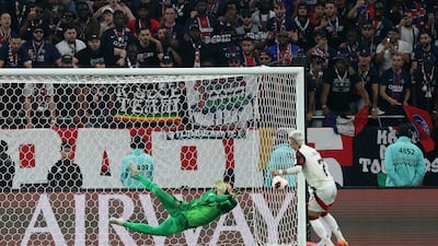 Flamengo's Luiz Araujo has his penalty saved by Paris Saint-Germain's Matvey Safonov during the penalty shoot-out after the game finished 1-1 after extra time. Reuters