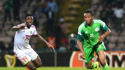 Gandze Cesai, left, and Congo surprised Mikel Obi and Nigeria at the Esuene Stadium, in Calabar. AFP Photo