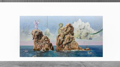 As the characters' days of hedonism on the island come to an end, the artist imagines that they will soon move to the mountains. Photo by Anna Shtraus. Courtesy the artist and Carbon 12