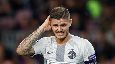 Inter Milan captain Mauro Icardi looks dejected after the match. Reuters