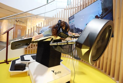 A Birdly VR greets guests in the lobby of Kids Palace. Chris Whiteoak / The National