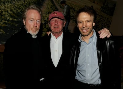 From left: Ridley Scott, Tony Scott and producer Jerry Bruckheimer in 2010. Getty Images