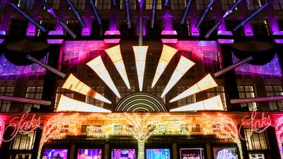 A bright menorah is featured in the Saks Fifth Avenue display. Photo: Luis Guillen