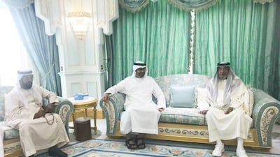 UAE President Sheikh Khalifa accepts condolences from Sheikh Mohammed bin Zayed and Sheikh Tahnoon bin Zayed. Wam