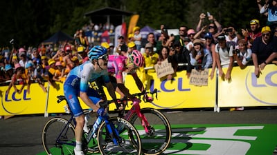 Australia's Nicholas Schultz, left, and Denmark's Magnus Cort Nielsen sprint to cross the finish of the tenth stage of the Tour de France cycling race over 148. 5 kilometers (92. 3 miles) with start in Morzine les Portes du Soleil and finish in Megeve, France, Tuesday, July 12, 2022. Magnus Cort Nielsen won the stage (AP Photo / Thibault Camus)