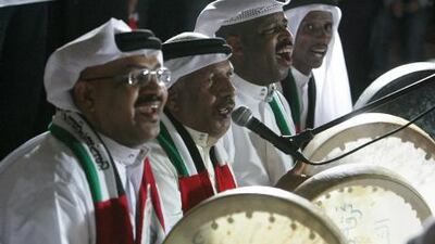 Musician perform at Al Qasba during the 40-year anniversary celebrations.