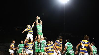 Jade Te Rure of Manawatu wins lineout ball during the round seven Mitre 10 Cup match between Bay of Plenty and Manawatu at Rotorua International Stadium in Rotorua, New Zealand. Hannah Peters/Getty Images