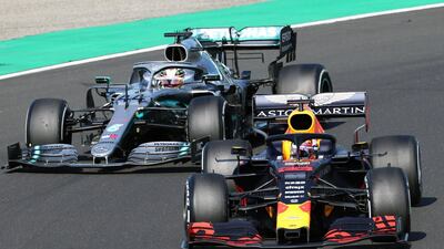 Hamilton pressured Verstappen for much of the race and passed him on Lap 67. AFP