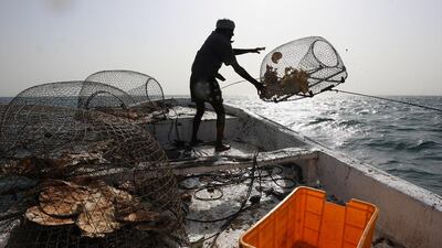 A fisherman off Dubai. (Pawan Singh / The National)