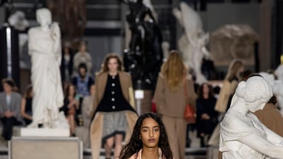 Louis Vuitton used historical references, such as the padded hips of the 18th-century court dress. Getty Images