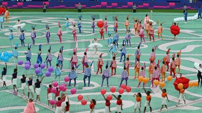 Dancers perform during the opening ceremony prior to the Uefa Euro 2016 Group A match between France and Romania at Stade de France on June 10, 2016 in Paris, France. (Paul Gilham/Getty Images)