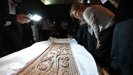 An artefact from Raqqa in northern Syria takes its place at the National Museum in Damascus, having been kept by France for years. AFP