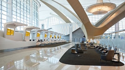 Etihad Airways' check-in counters at Abu Dhabi's Zayed International Airport. The airline launched more than 20 new destinations last year. Photo: Etihad Airways