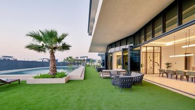 The back of the property opens out on the garden. Dubai Hills mansion. Courtesy Luxhabitat Sotheby's International Realty