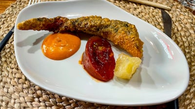 KFO, or Korean fried octopus, with gochujang mayo and pickled pomelo.