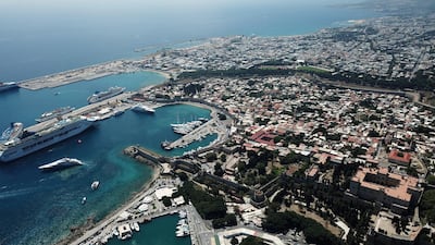 At an overseas port during summer cruise season.