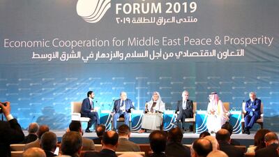 Electricity Minister Luay al-Khatteeb signed an agreement with the GCC Interconnection Authority (GCC IA) head Ahmad Ibrahim on the sidelines of the Iraq Energy Forum. EPA