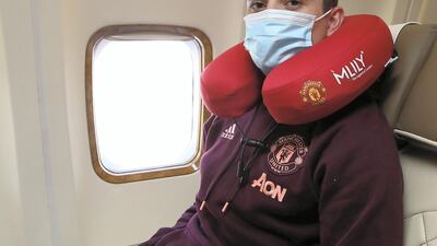 Daniel James on the plane ahead of their flight to Turin. Getty